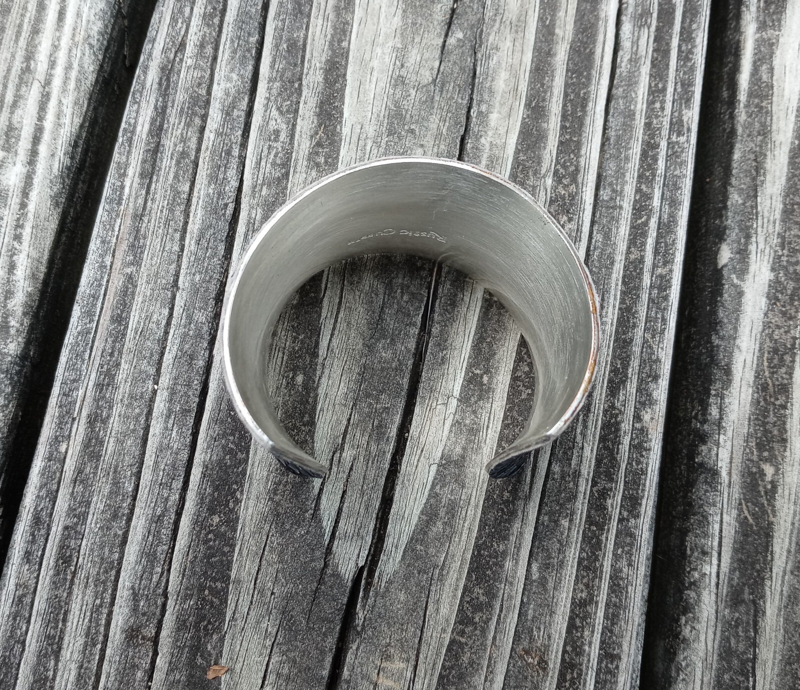 Rustic Cuff Bracelet Concave Python Black Gray Si… - image 5