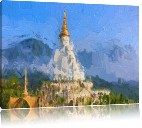 Grand Sculpture En Thaïlande Art Pinceau Effet Toile Décoration Murale Kuns - Photo 1/5