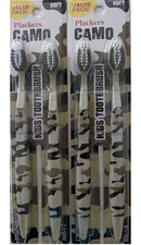 Plackers CAMO Toothbrushes for Children 5 to 8 Years - 4 Green Camouflage Soft 