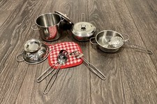 11pcs Stainless Still Metal Kitchen Play Set for Kid Pretend Cookware