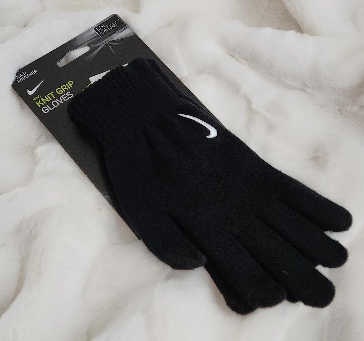 Nike Knit Grip Unisex Cold Weather Gloves, Touch Screem Black SZ L/XL