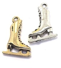 2pcs. Ice Skate Figure Skate Pendants Charms Cast Fine Pewter