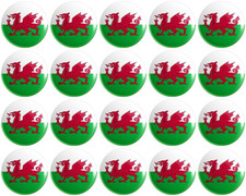 20 x Wales Flag BUTTON PIN BADGES 25mm 1 INCH  Welsh Dragon