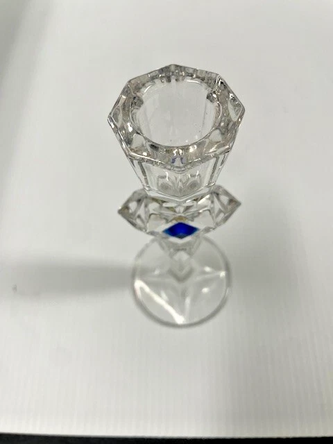 Candelabro cónico de cristal con joyas PartyLite diamantes de imitación de zafiro único Foto 2 de 3