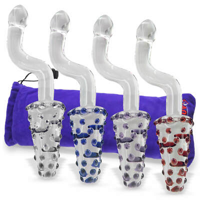 LeLuv Dildo Nubby Glass Anal Juicer Spinner Butt Plug with Premium Padded  Pouch | eBay