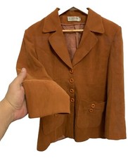 VALENTINO BLAZER SIZE 11 ORANGE COTTON V NECK MADE IN ITALY Z29