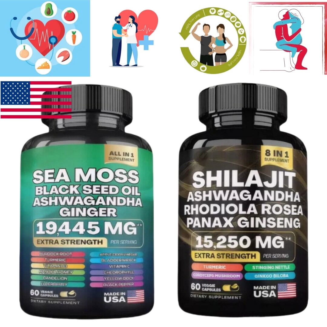 Sea Moss & Shilajit (Black Seed Oil, Turmeric, Ashwagandha, Ginger, Vitamin D)