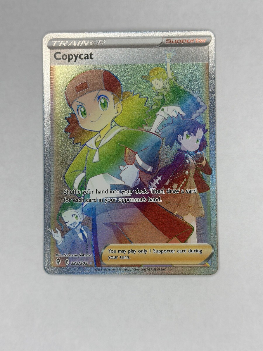 copycat pokemon card full art Copycat 222/203 Full Art Rainbow Secret Rare Card Pokémon Evolving Skies  MINT!!
