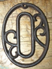 Rustic BROWN Cast Iron Metal House Number Street Address 4 1/2 INCH Phone # 0