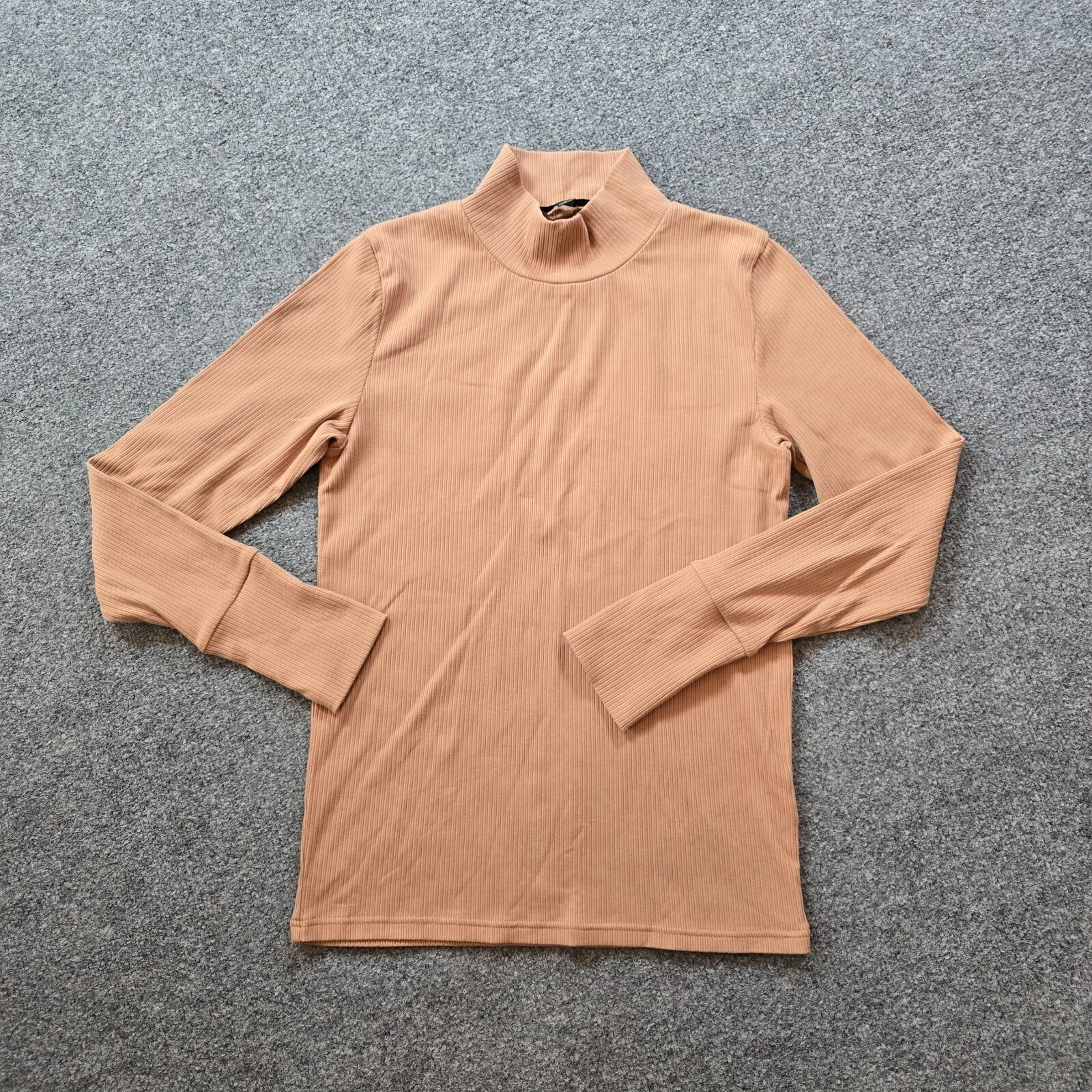 J Crew Top Womens Size Large Tan Ribbed Turtleneck Long Sleeve Base Layer Casual
