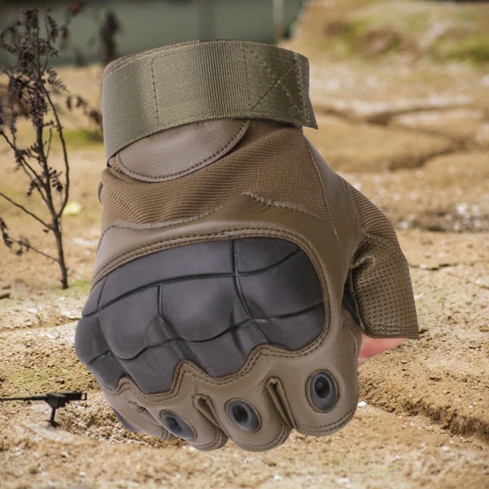 Leather Fingerless Gloves Half Finger Mittens Men'S Gloves Motorcycle Gloves AU - image 4 of 4