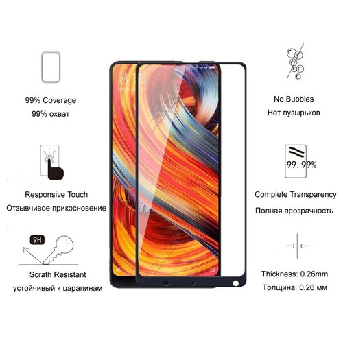 2PCS For Xiaomi Mi Mix Mix 2 Mix2 2S Full Cover Tempered Glass Screen Protector - Photo 2 sur 8