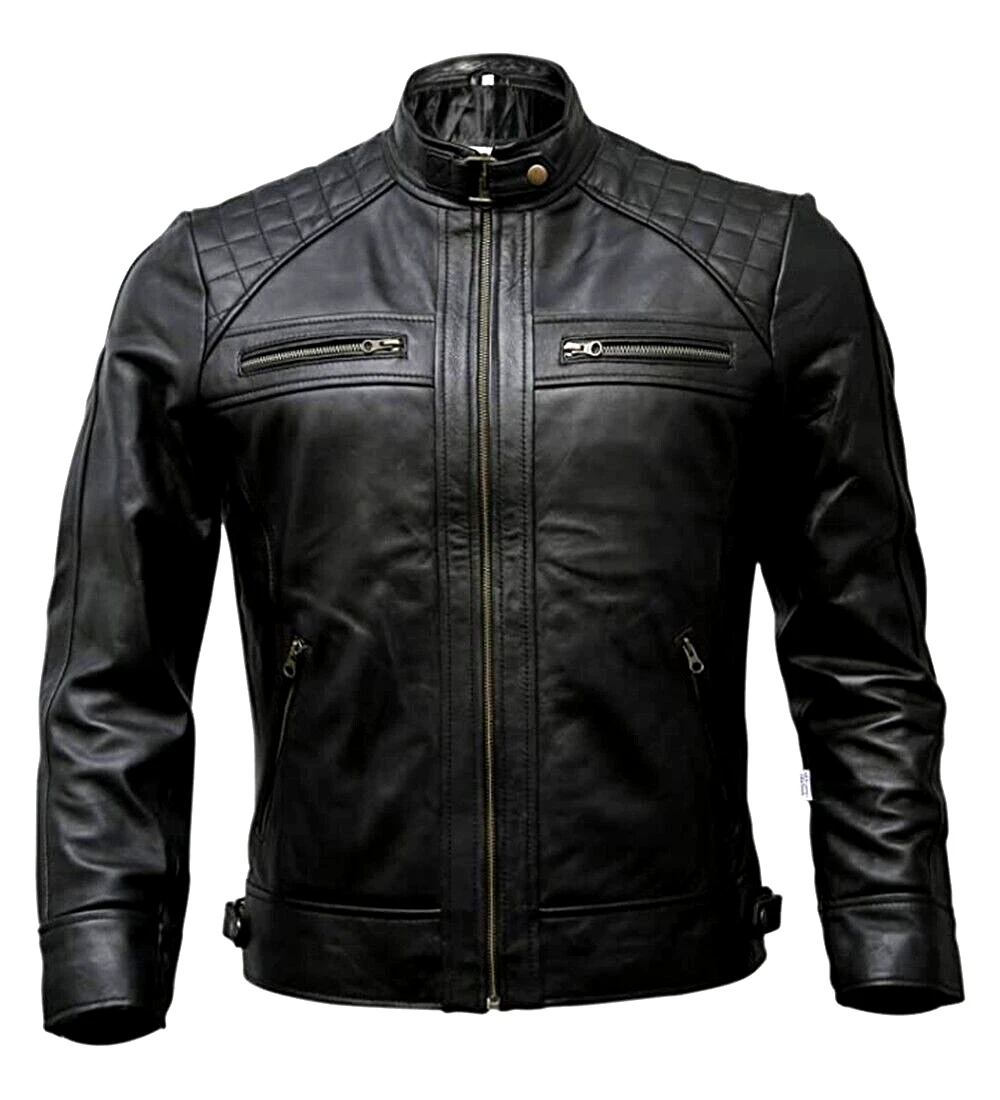 Café Racer Men Leather Jacket Black Brown Biker Genuine Sheep skin Leather
Opens in a new window or
