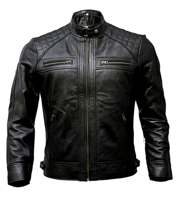 #ad Café Racer Men Leather Jacket Black Brown Biker Genuine Sheep skin Leather $107.99