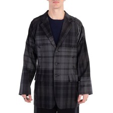 Yohji Yamamoto Men's Check Box Raglan Sleeve Jacket, Brand Size 2 Medium 