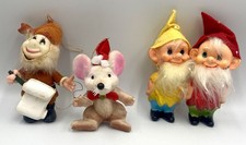 Vintage Flocked And Plastic Christmas Ornamen...