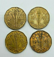 1943 Canada 5 Cents Nickels - Lot of 4 Tombac Victory Nickels