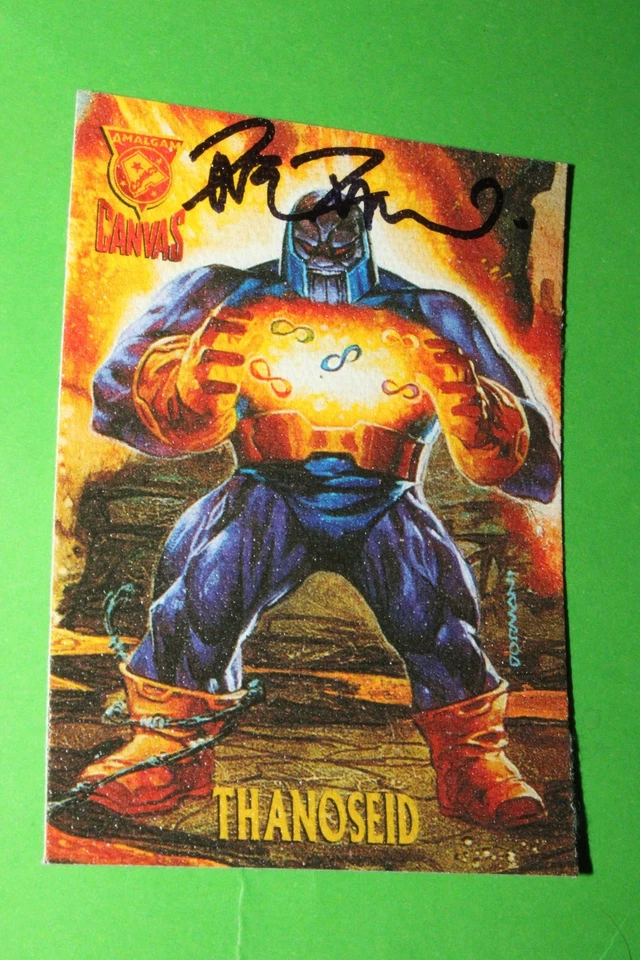 1996 AMALGAM MARVEL DC #5 CANVAS INSERT CARD SIGNED DAVE DORMAN THANOSEID THANOS - Image 2 of 4