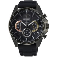 Seiko Conceptual Herrenuhr SSB349P1 Chronograph Schwarzes Zifferblatt Silikon...