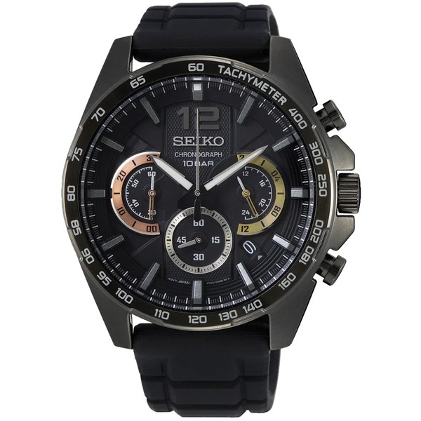 Seiko Conceptual Herrenuhr SSB349P1 Chronograph Schwarzes Zifferblatt Silikon...-image