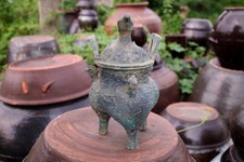 0505 Bronze Ritual Tripod Vessel with Bird Motif, China
