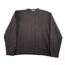 VTG Chaps Sweater Mens Large Brown Cable Knit Pullover Made in Hong Kong