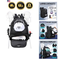 Lacrosse Bag, Field Hockey Bag with Two Stick Holders, Large Lacrosse Backpac...
