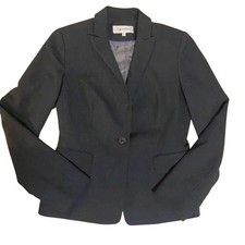 CALVIN KLEIN Womens Navy Blue One Button Blazer Jacket Petites Size 2
