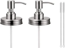 2 Pack Mason Jar Soap Dispenser Lids Rustproof Stainless Steel Lid with Pump