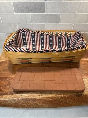 Longaberger All American Collection Blue Ribbon Bread Basket With Liner 1999 