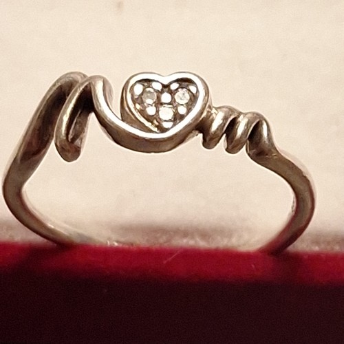 Authentic Pandora Ring, Mom Pave Heart, 925 sterling silver size 8 NP#973