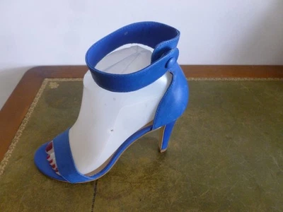 MODE TENDANCE ESCARPINS BRIDE MARQUE SAN MARINA CUIR BLEU AZUR T . 37 ETAT NEUF - Photo 1/4