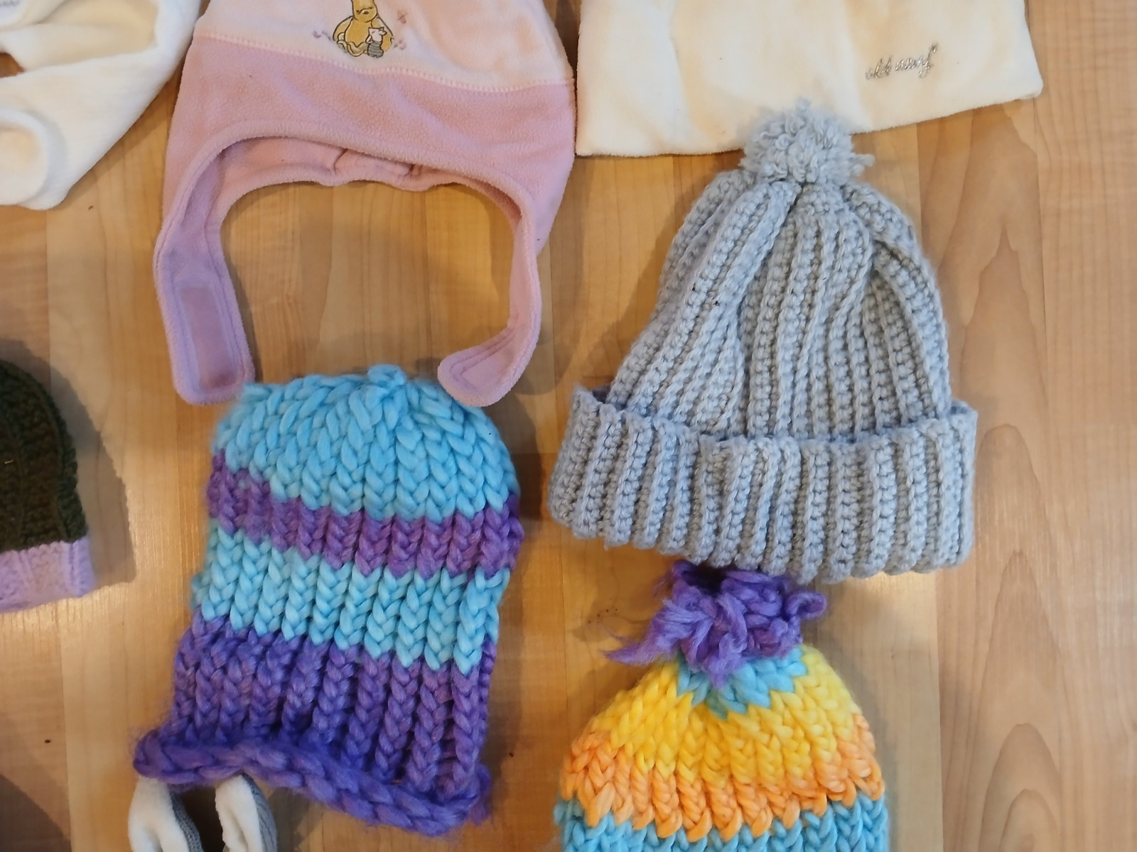 Lot of 27 Infant & Toddler Girl Winter Hats & Gloves Crochet Caps Knit Stocking image 7