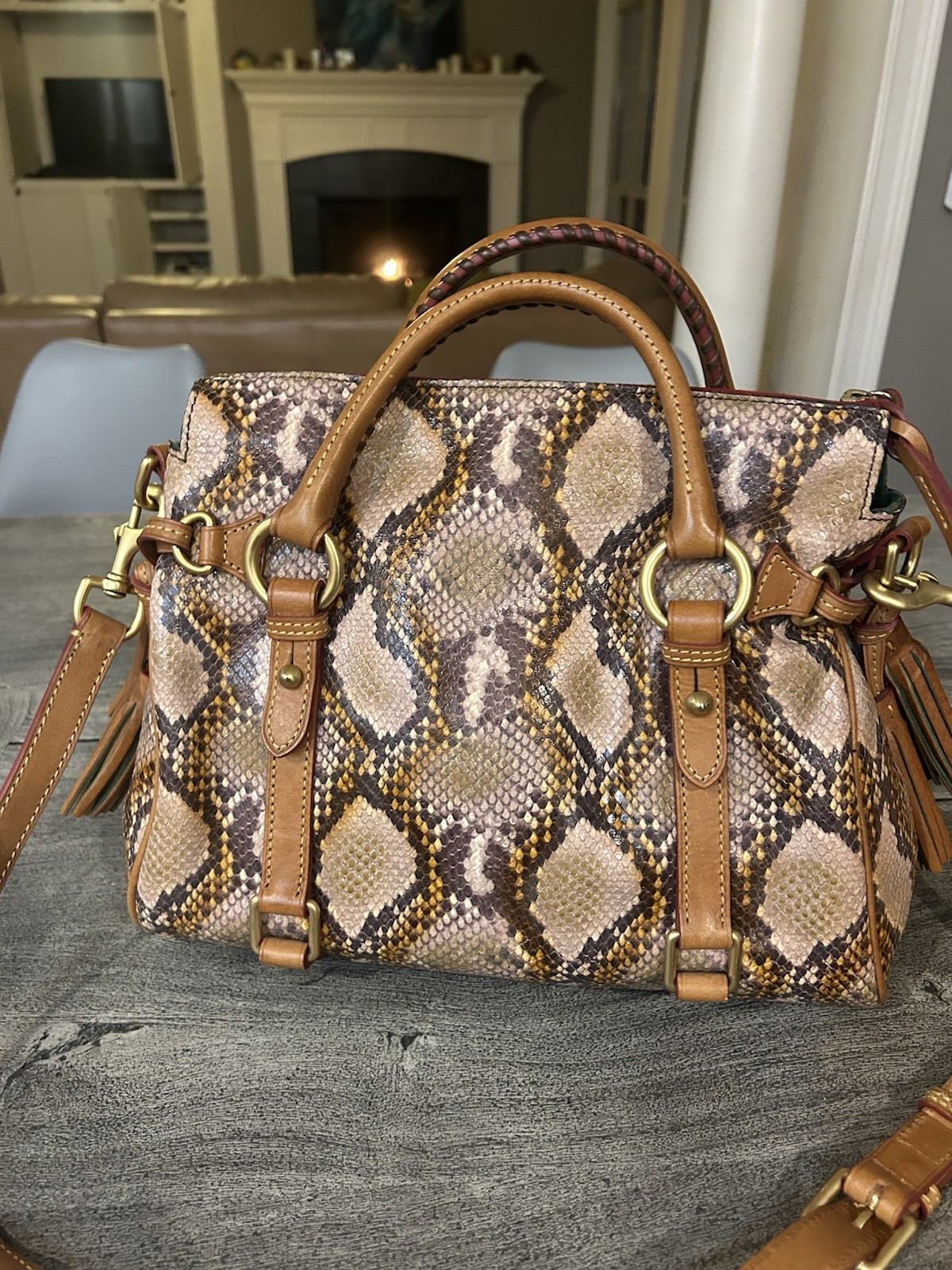 🧡🤎Dooney & Bourke Python Embossed Florentine Sa… - image 7