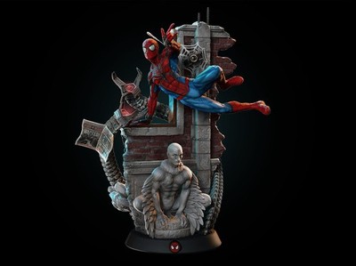 Spiderman Diorama - Customizable Scale! 3D Printed! Painted or Unpainted!