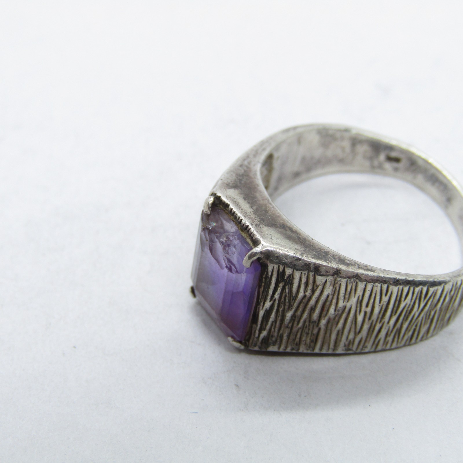 Sterling Silver 925 Rectangle Amethyst Ring Size … - image 4