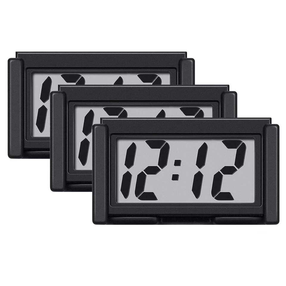 3 Stück Mini Digitaluhr Kleine Haftbare Uhr Für Auto Armaturenbrett LCD Neu - Bild 4 von 4