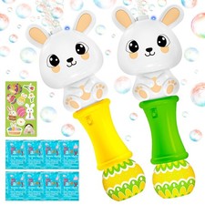 Easter Bubble Wands for Kids 2 Pack, Automatic Bubble Blower with Light for G...