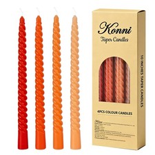 4 Pack 10 Inch Orange Gradient Spiral Twisted Unscented Taper Candles