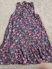 NWT - LOFT Shift Dress Womens Sz M Multicolor Floral Wide Strap Flounce Hem