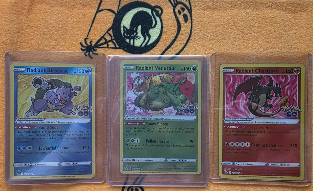 Radiant Blastoise Venusuar Charizard Set of 3 Pokemon Go 018/078