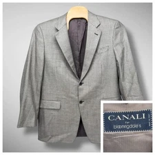 Canali Sport Coat Mens 54L Silk Wool Houndstooth Blazer Business Made In Italy