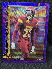 2025 Topps Chrome Football Trey Amos Purple Wave Refractor RC #d 2/75 Commanders
