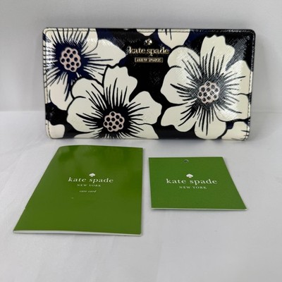 Kate Spade Stacy Cedar Street Floral Wallet Black White | eBay