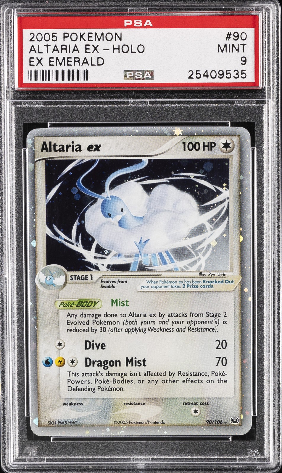 2005 POKEMON EX EMERALD #90 ALTARIA EX-HOLO PSA 9