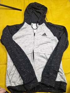 Adidas Men's Gray Black Melange Full Zip Hoodie Size Small