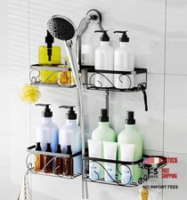 Stainless Steel Shower Caddy Hanging for Handheld Showerheads,Never Black-002