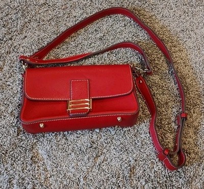 Divina Firenze Designer Handbag / Pebbled Leather Cherry Made In Italy
