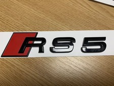 Fits Audi RS5 Badge For Rear Boot Gloss Black adhesive backing