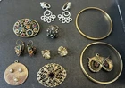 10 Pieces Vintage Costume Jewelry, Michal Golan, Trifari, And Monet